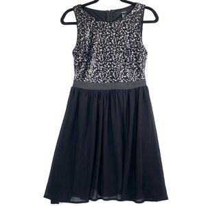 Forever 21 Sequin & Chiffon Fit & Flare Mini Dress - Black/Silver, Size Small